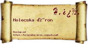 Holecska Áron névjegykártya